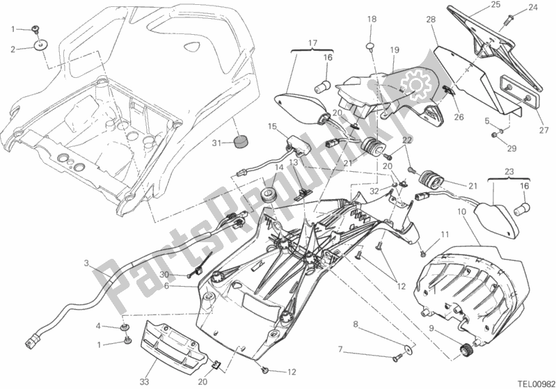 All parts for the 27a - Number Plate Holder - Tail Light of the Ducati Multistrada 1200 Enduro Touring Brasil 2017